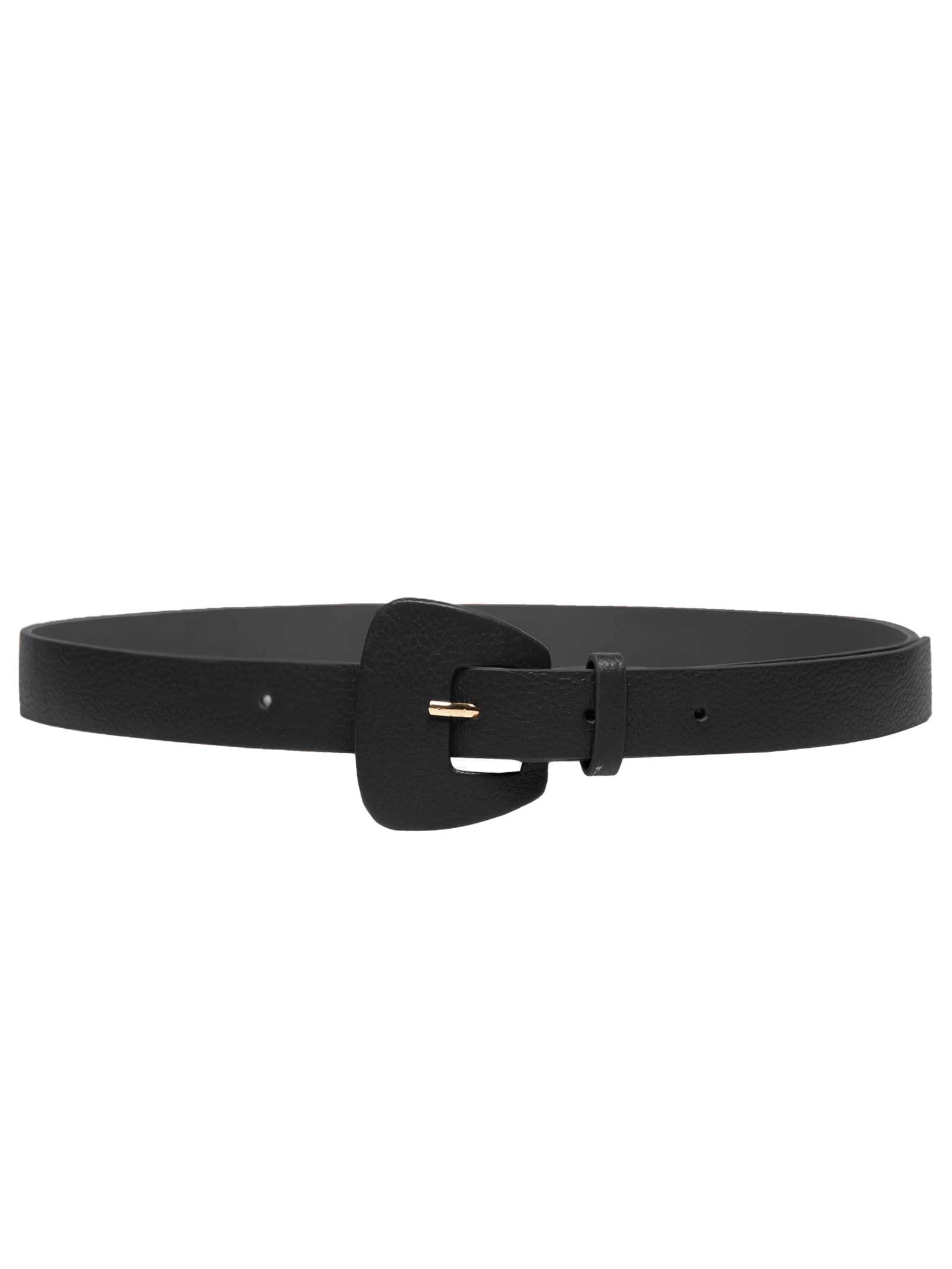 Cinto Feminino Em Couro Com Fivela Encapada Preto Market 33