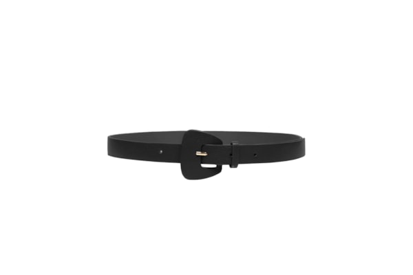 Cinto Feminino Em Couro Com Fivela Encapada - Preto