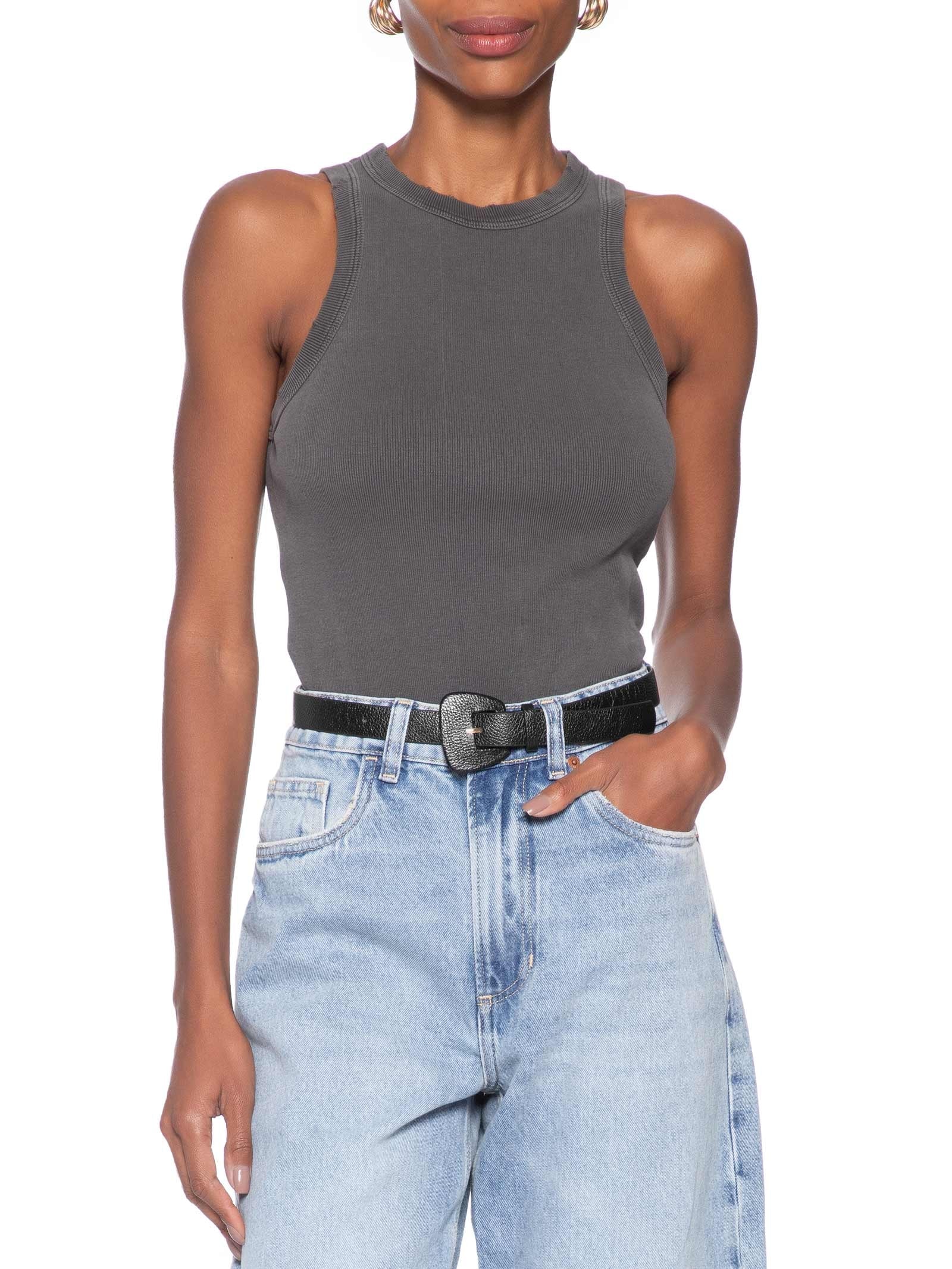 Cinto Feminino Em Couro Com Fivela Encapada Preto Market 33