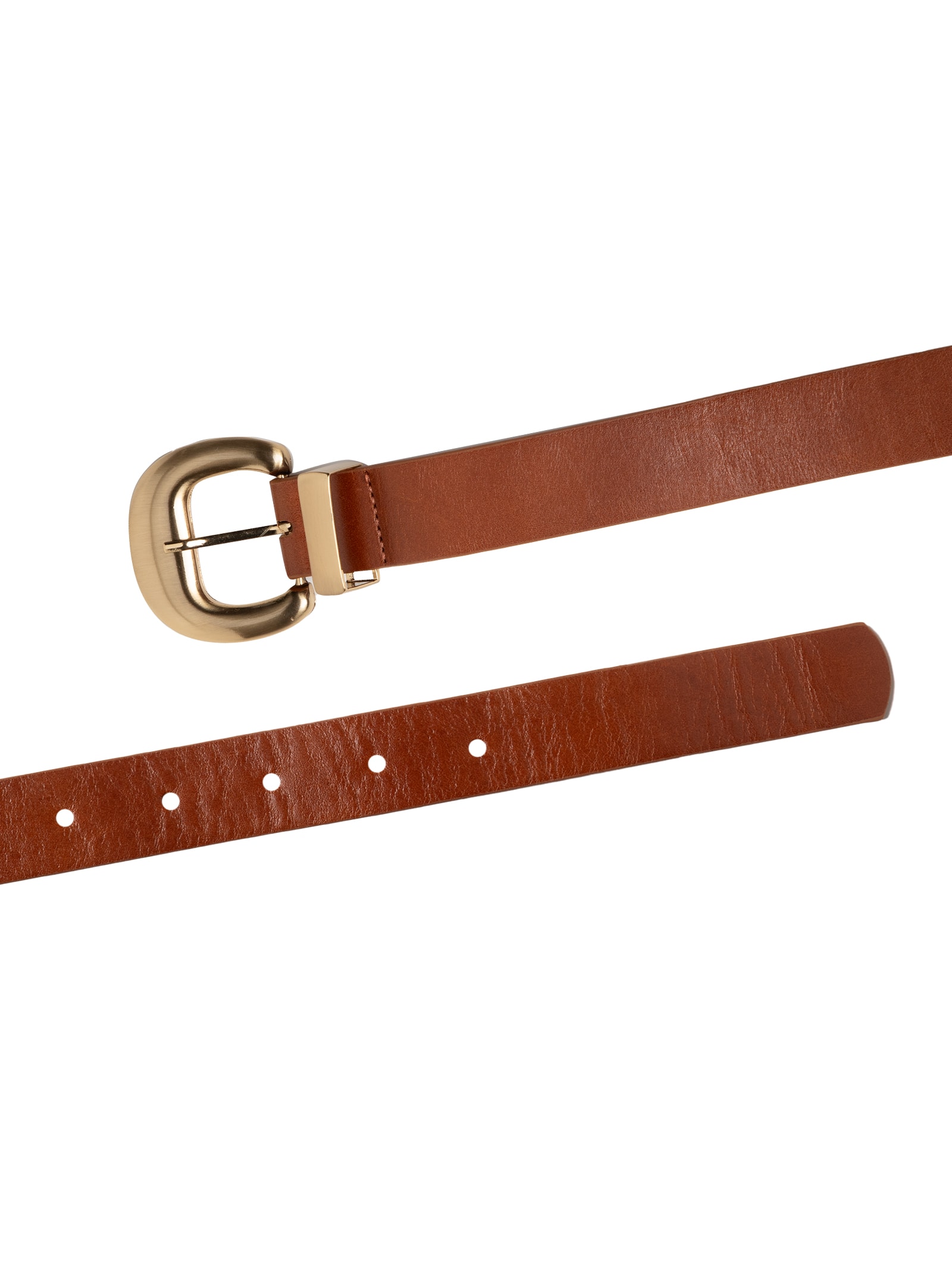 Cinto Feminino Em Couro Com Fivela Escovada Marrom Market 33