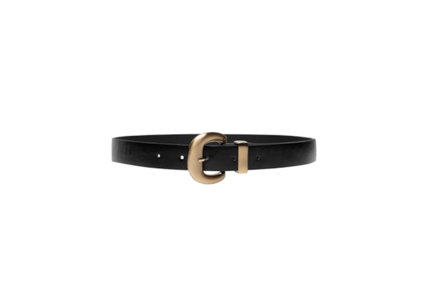 Cinto Feminino Em Couro Com Fivela Escovada - Preto