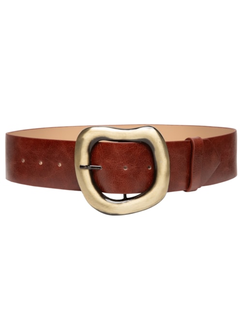 Cinto Feminino Em Couro Com Fivela Orgânica – Marrom