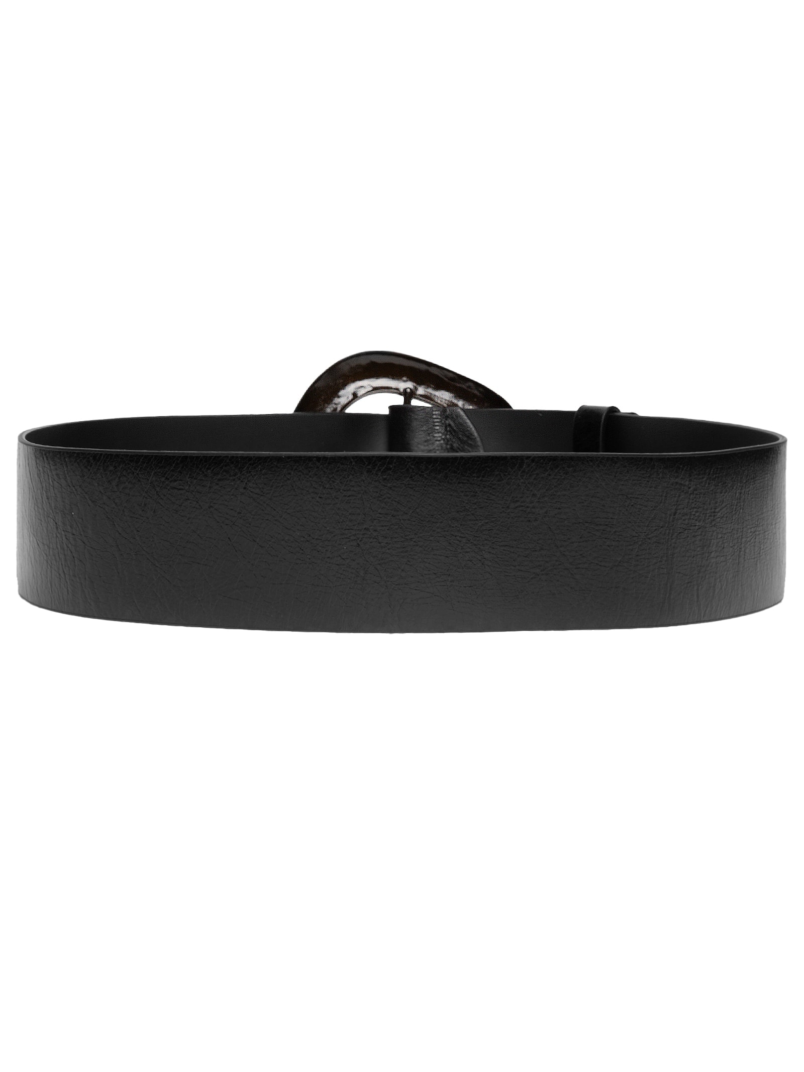 Cinto Feminino em Couro com Fivela Orgânica Preto Market 33