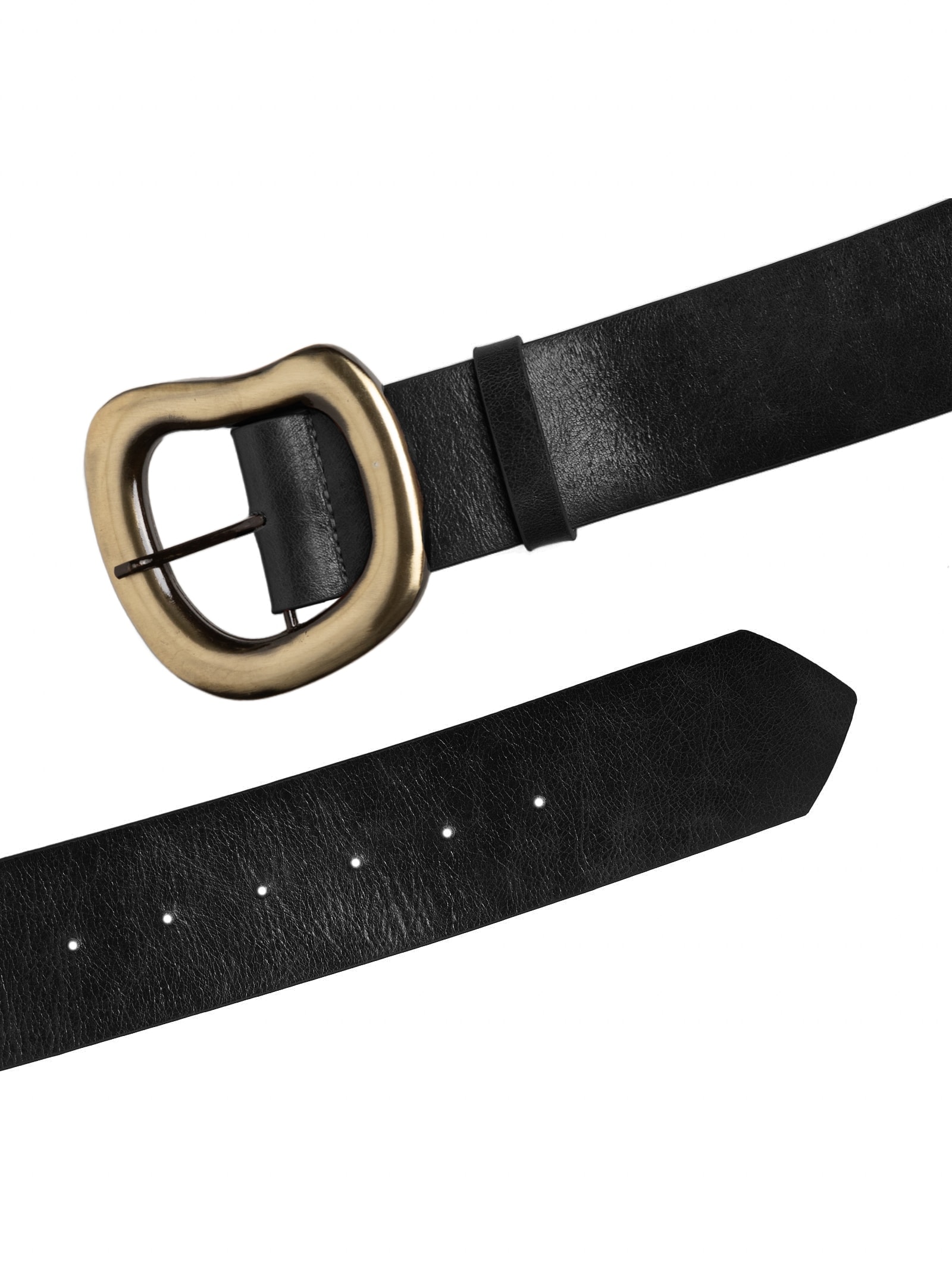 Cinto Feminino em Couro com Fivela Orgânica Preto Market 33