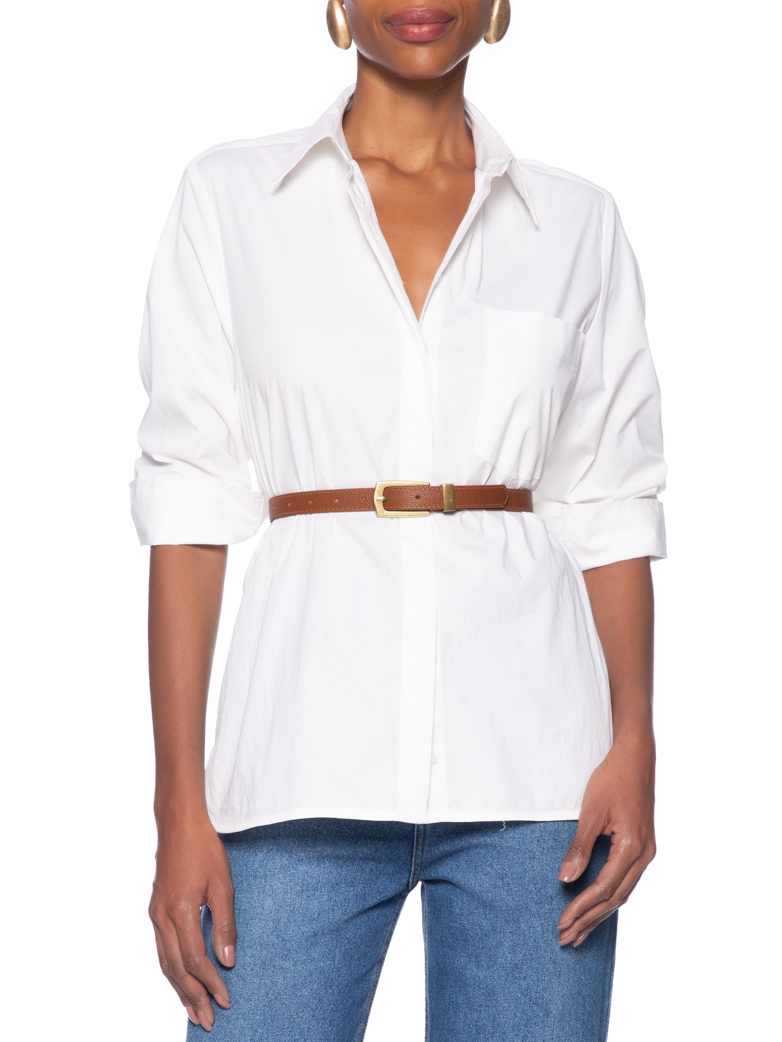 Cinto Feminino Em Couro Com Fivela Ouro Velho Marrom Market 33