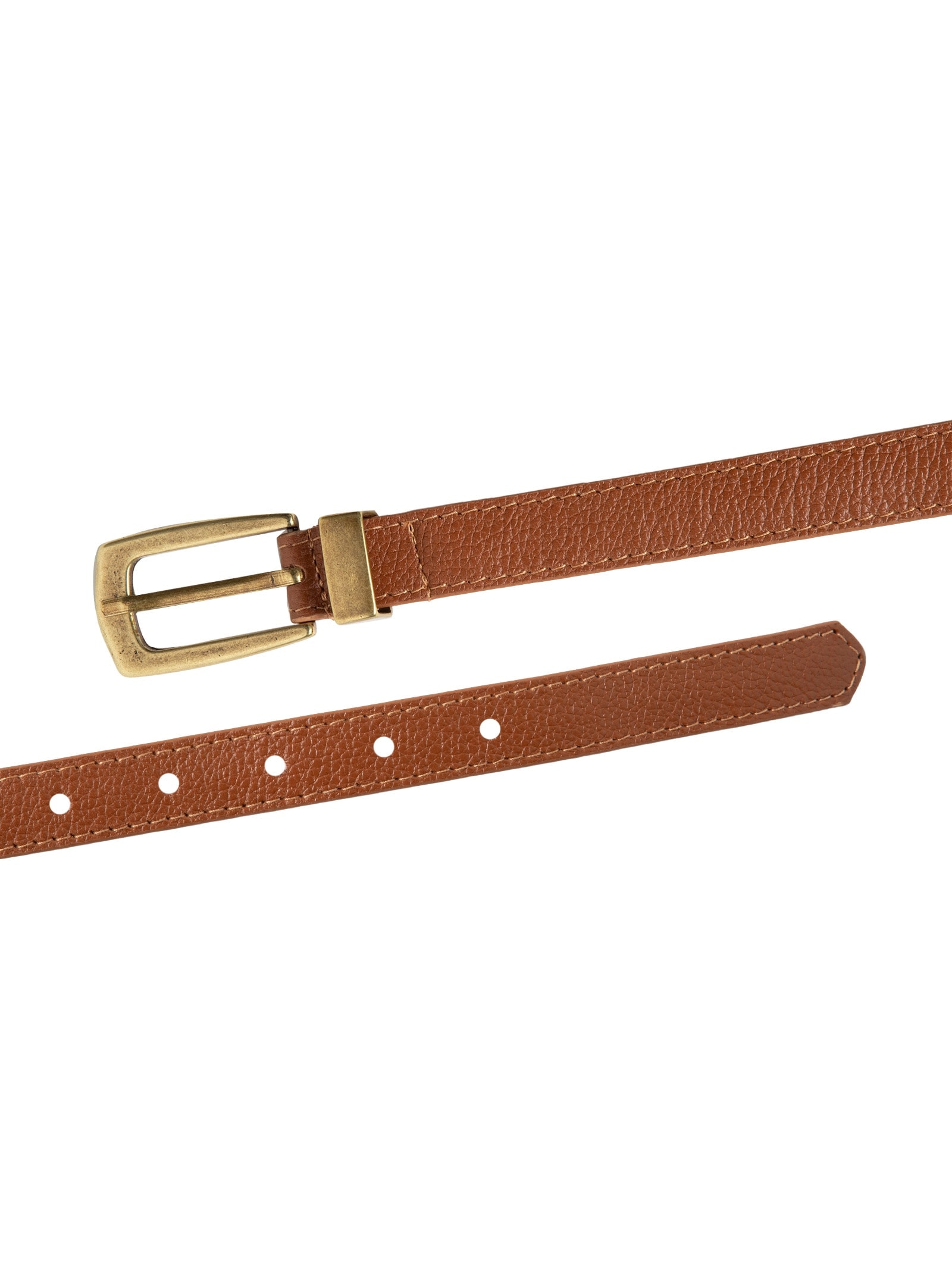 Cinto Feminino Em Couro Com Fivela Ouro Velho Marrom Market 33