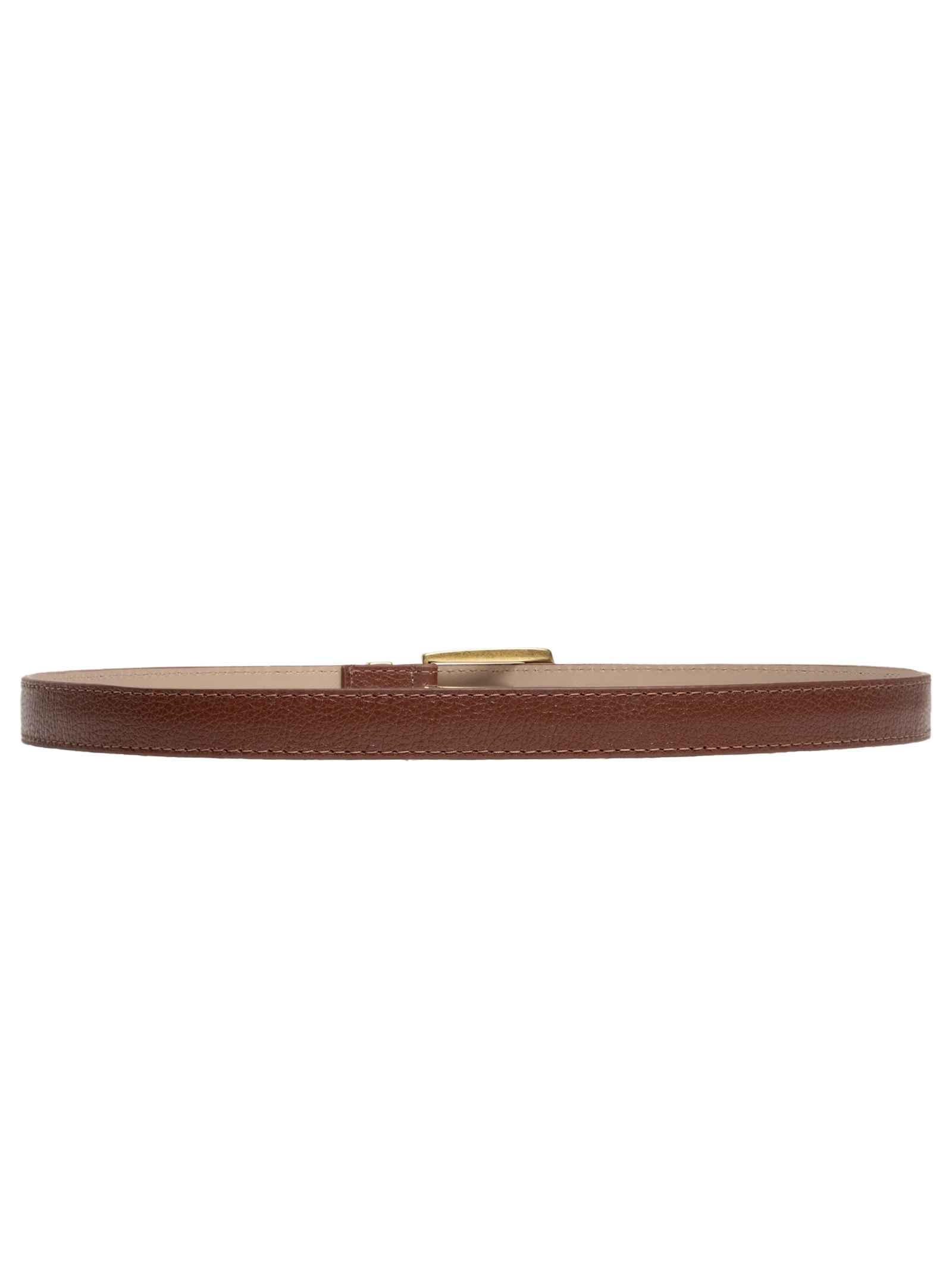 Cinto Feminino Em Couro Com Fivela Ouro Velho Marrom Market 33