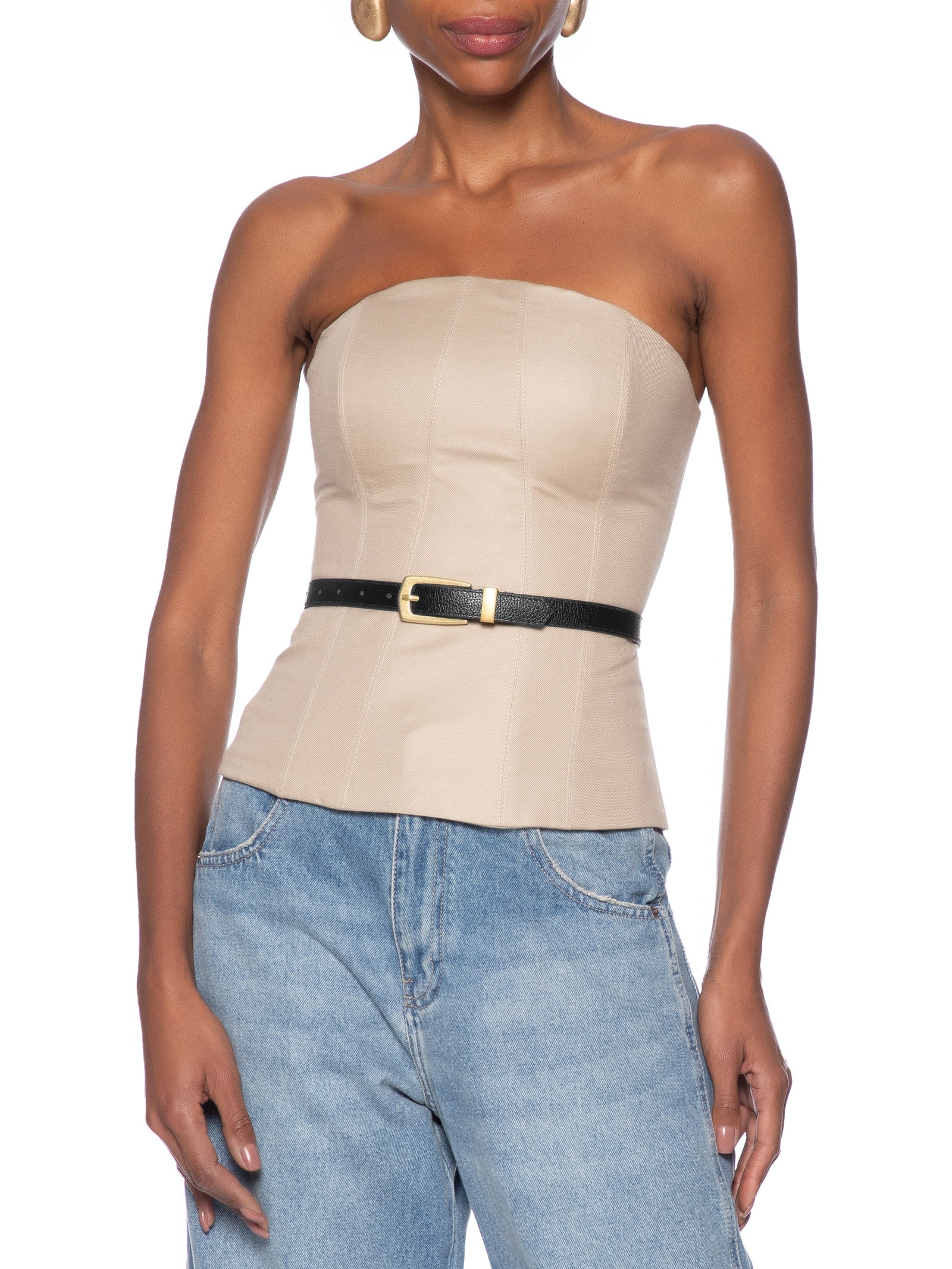 Cinto Feminino Em Couro Com Fivela Ouro Velho Preto Market 33