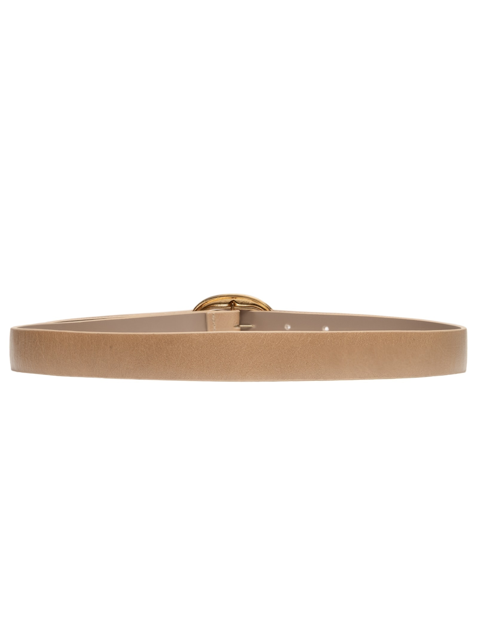 Cinto Feminino em Couro com Fivela Oval Bege Market 33
