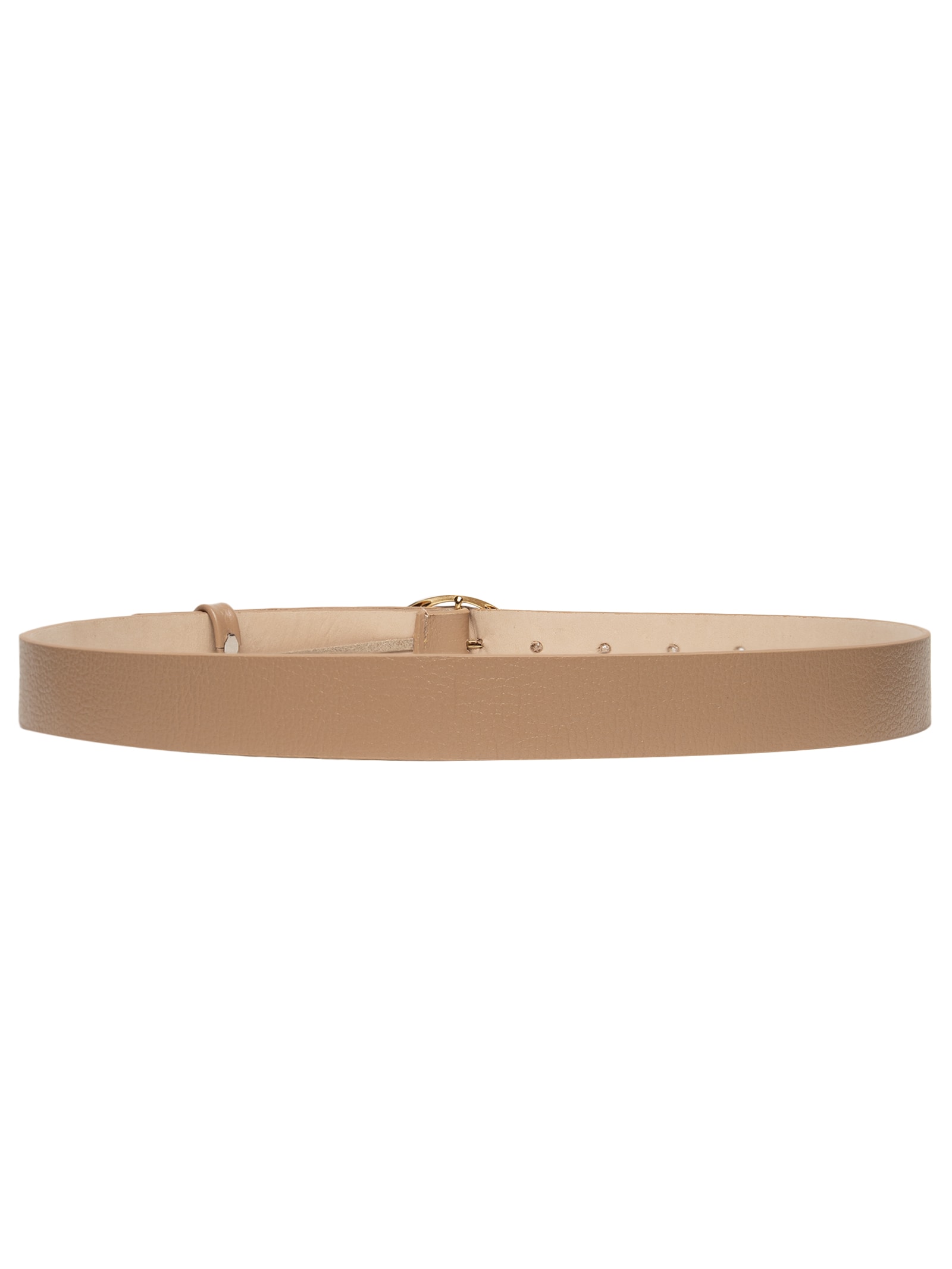 Cinto Feminino Em Couro Com Fivela Oval Bege Market 33