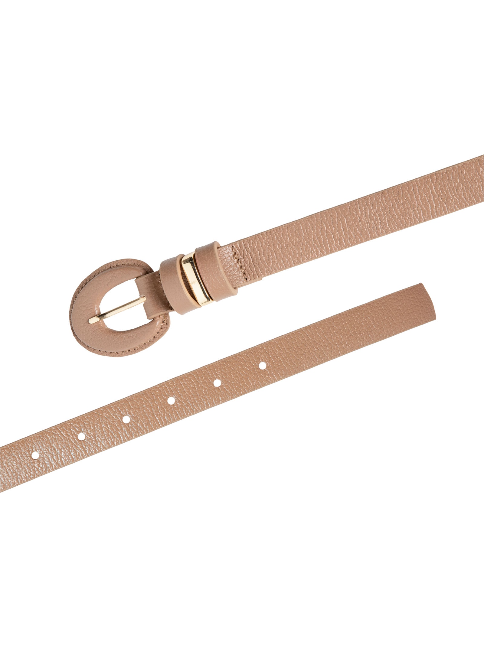 Cinto Feminino Em Couro Com Fivela Oval Encapada Bege Market 33