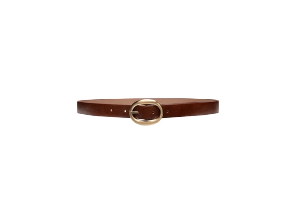 Cinto Feminino Em Couro Com Fivela Oval - Marrom