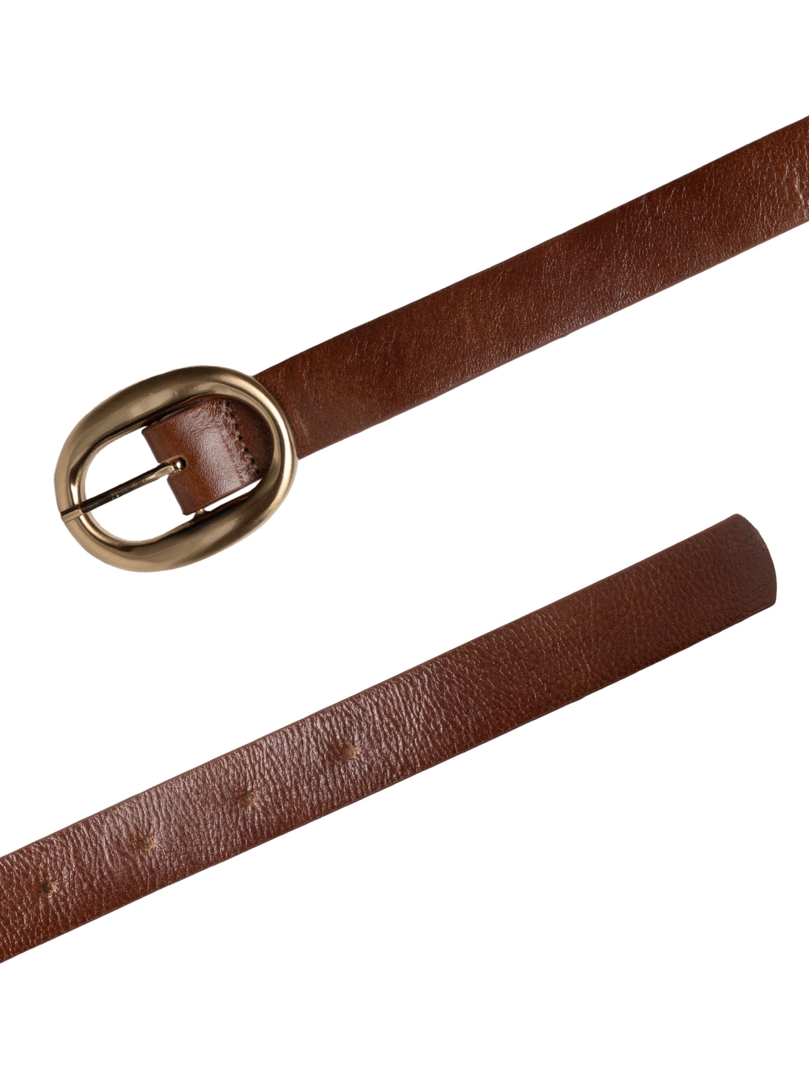 Cinto Feminino Em Couro Com Fivela Oval Marrom Market 33