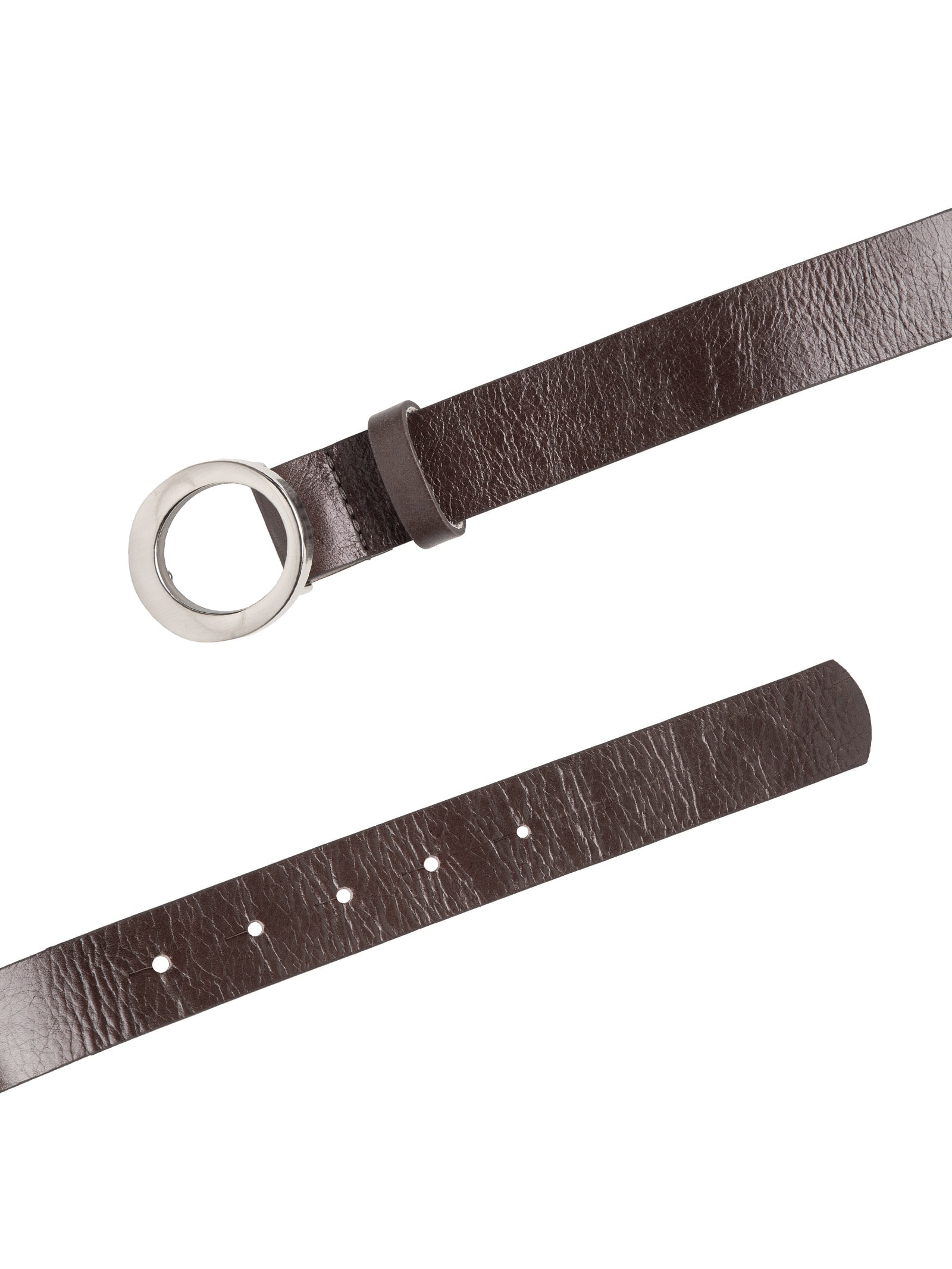 Cinto Feminino em Couro com Fivela Oval Marrom Basiq