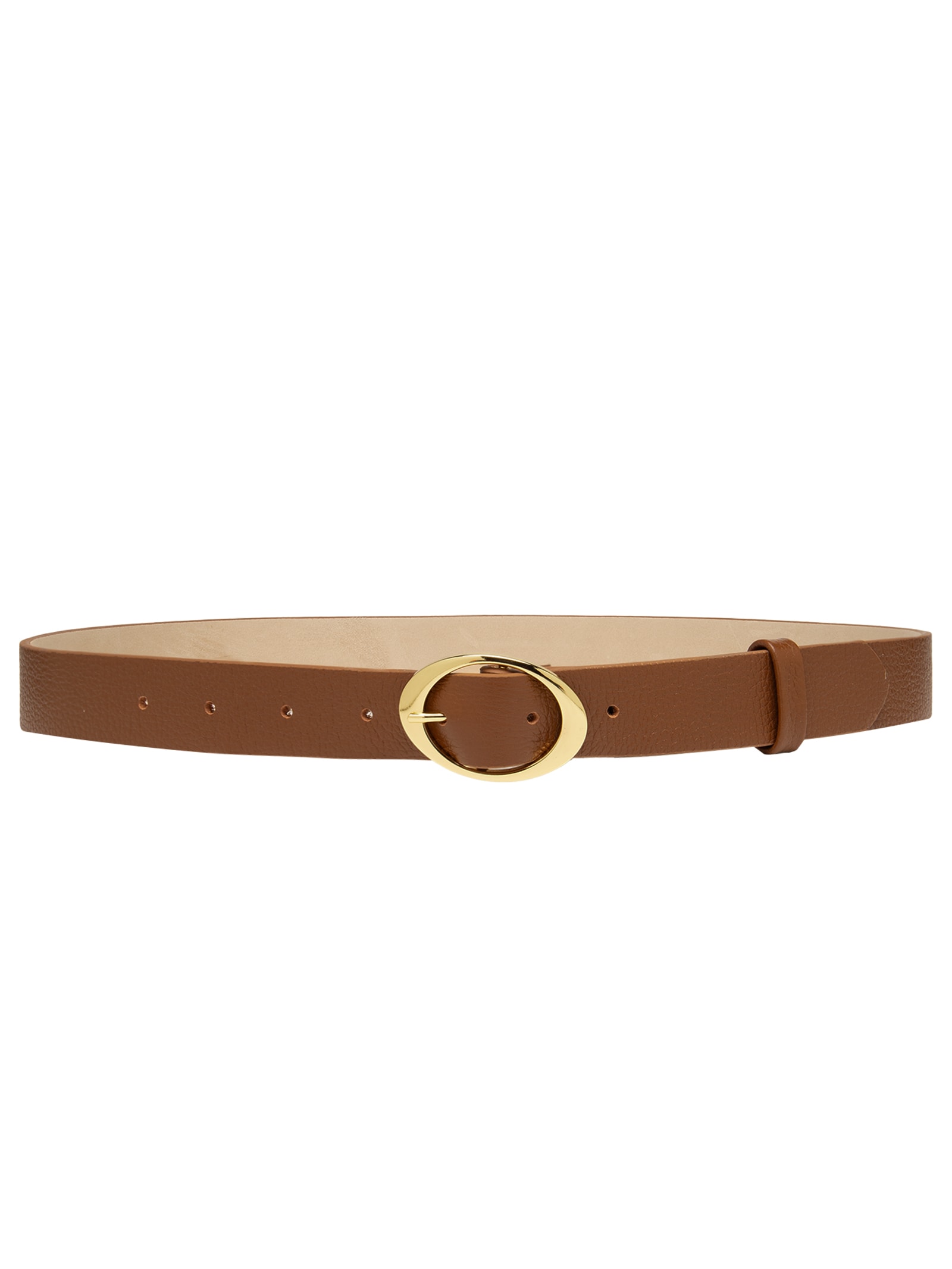 Cinto Feminino Em Couro Com Fivela Oval Marrom Market 33