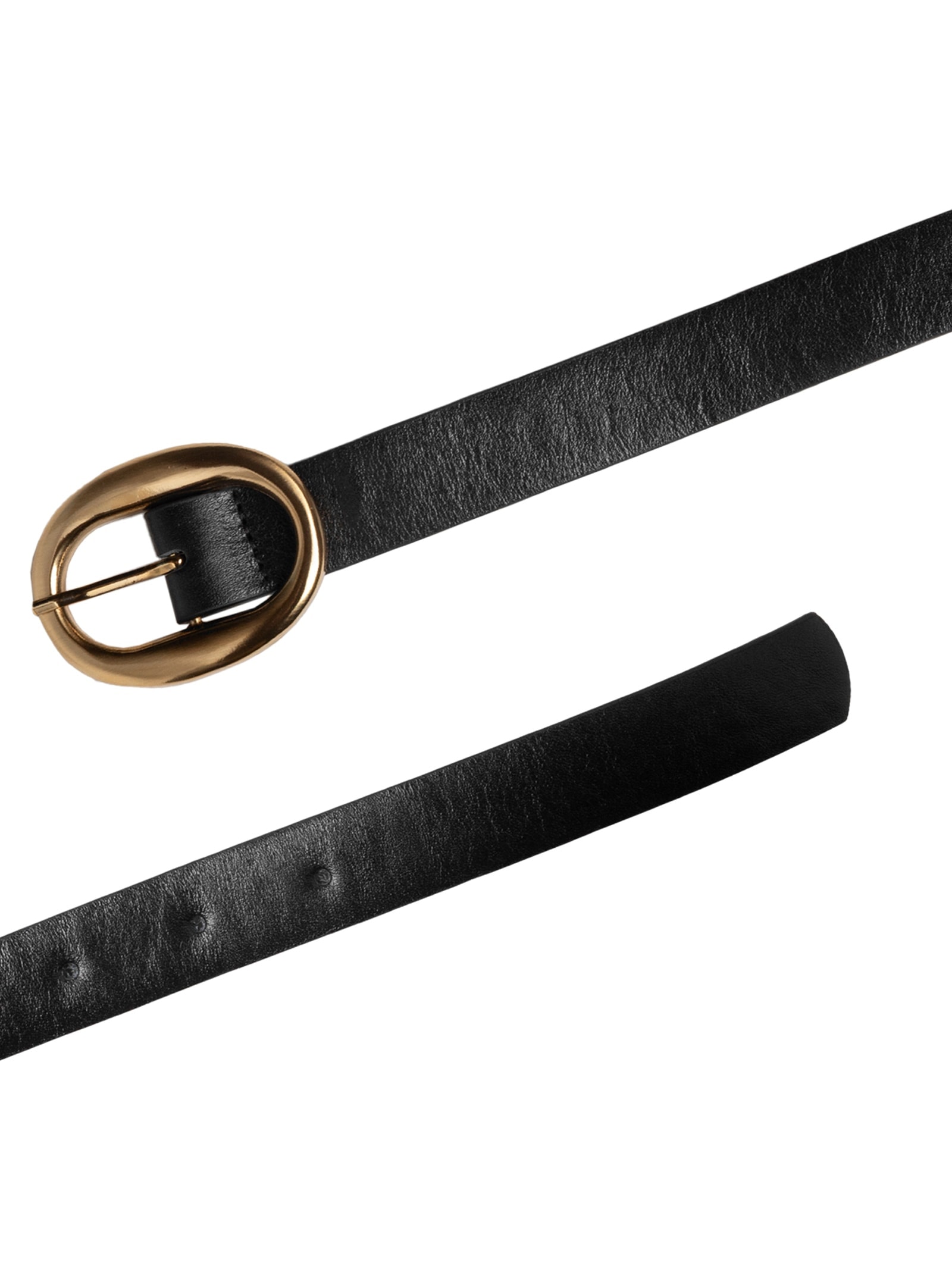 Cinto Feminino Em Couro Com Fivela Oval Preto Market 33