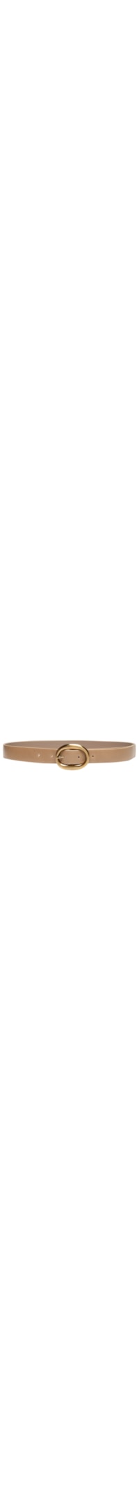 Cinto Feminino em Couro com Fivela Oval – Bege