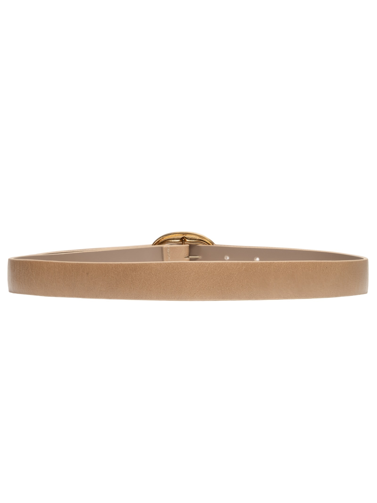 Cinto Feminino em Couro com Fivela Oval – Bege Market 33