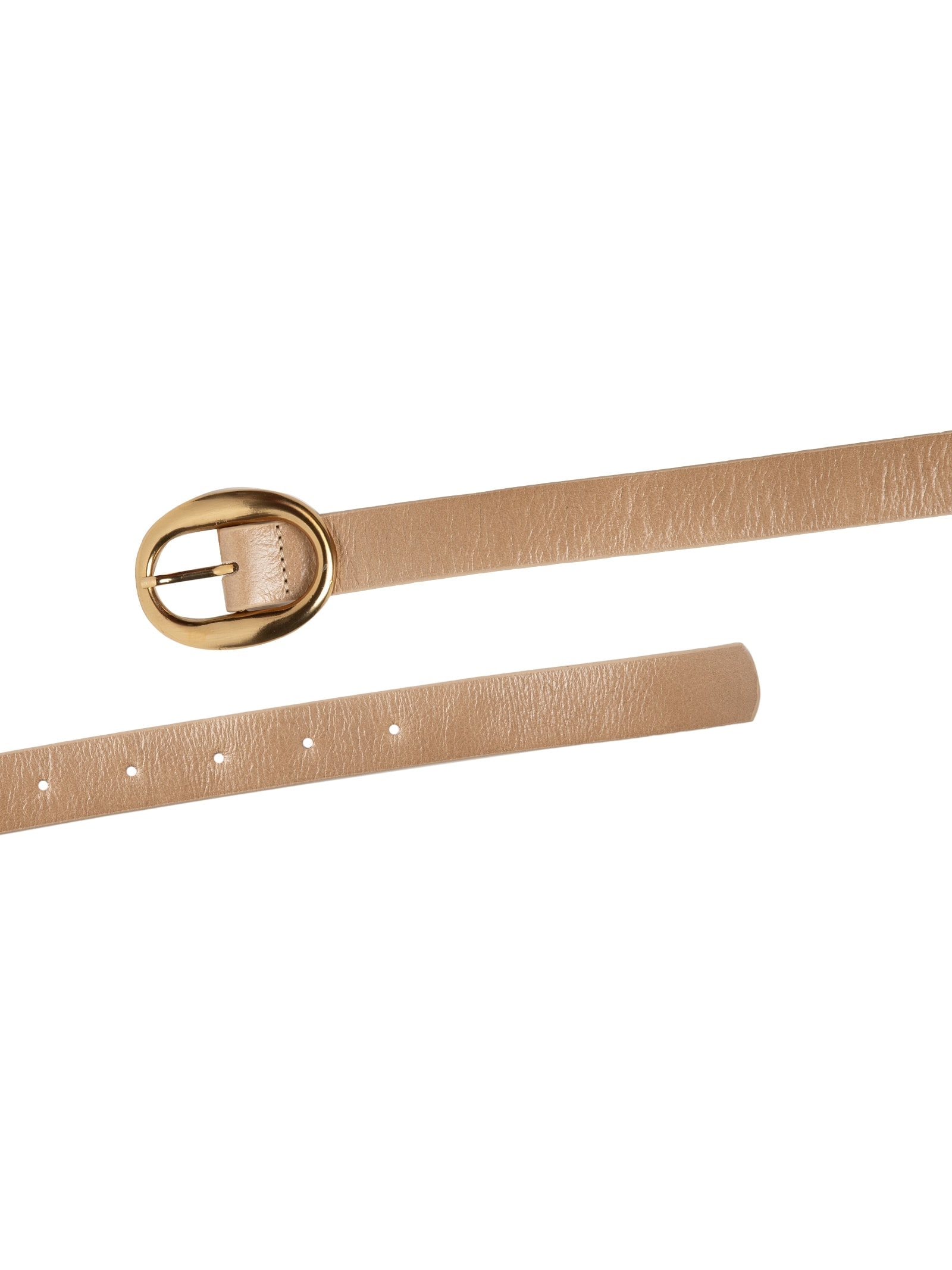 Cinto Feminino em Couro com Fivela Oval – Bege Market 33