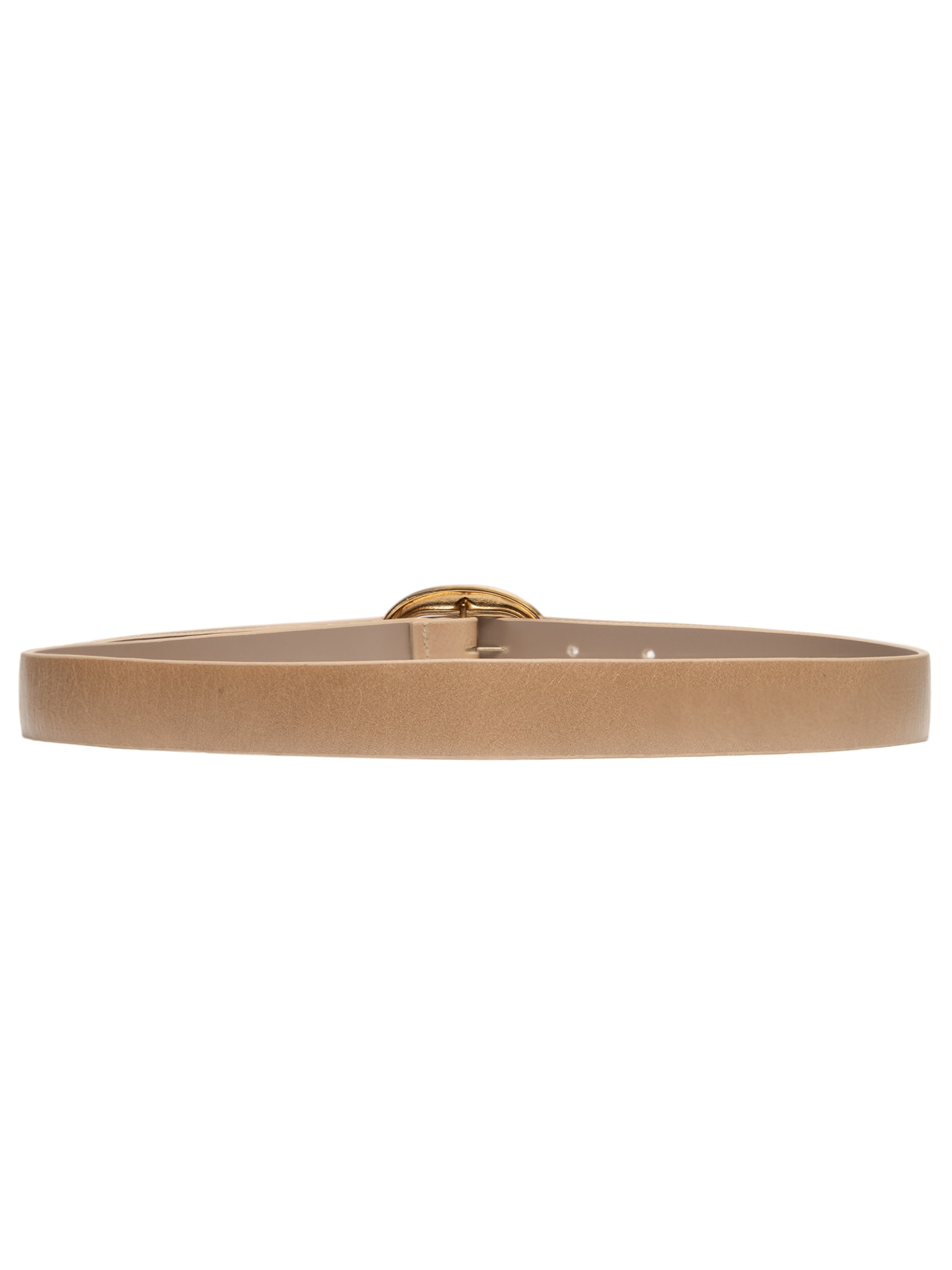 Cinto Feminino em Couro com Fivela Oval – Bege Market 33