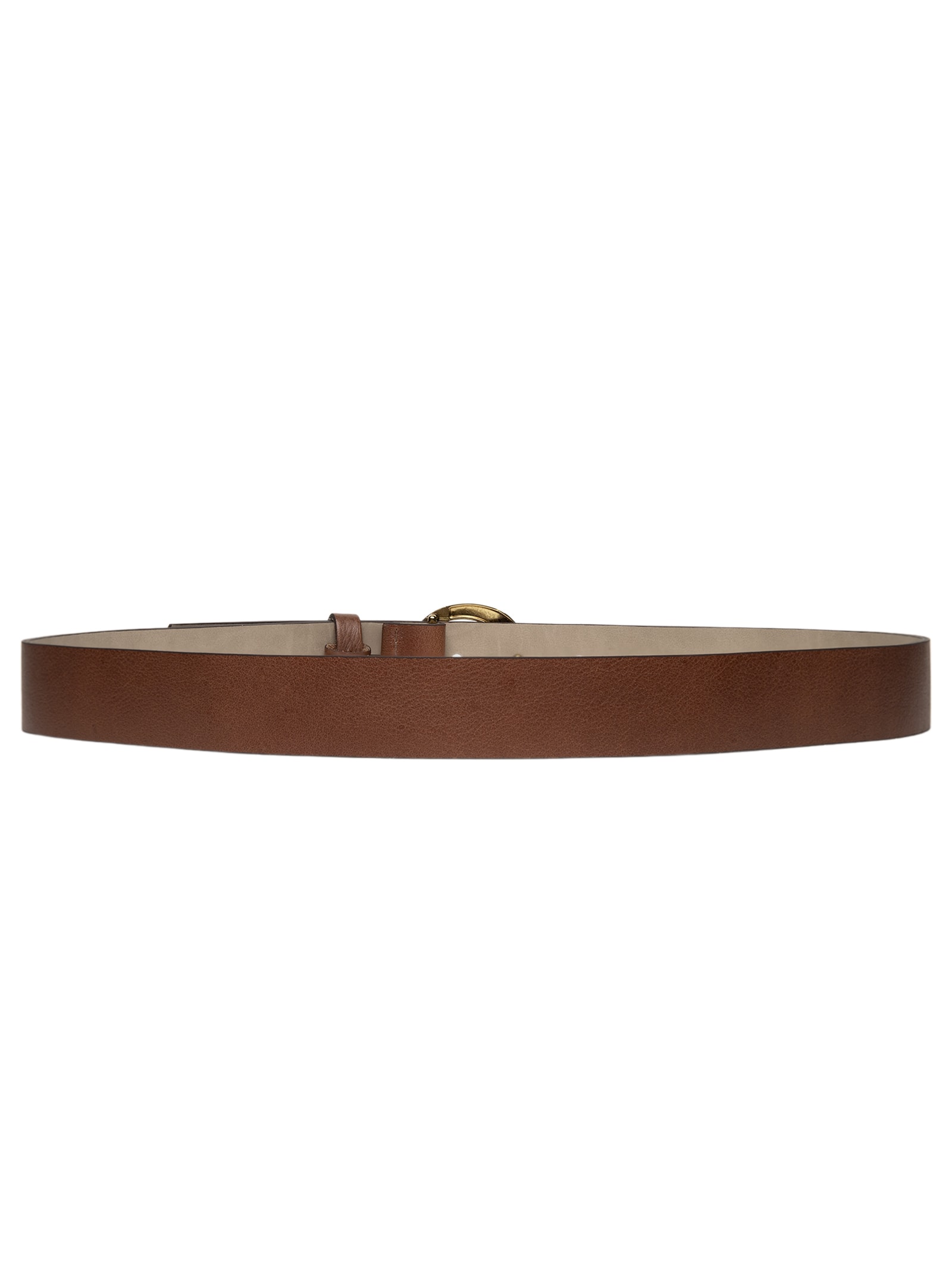 Cinto Feminino em Couro com Fivela Oval – Bege Basiq