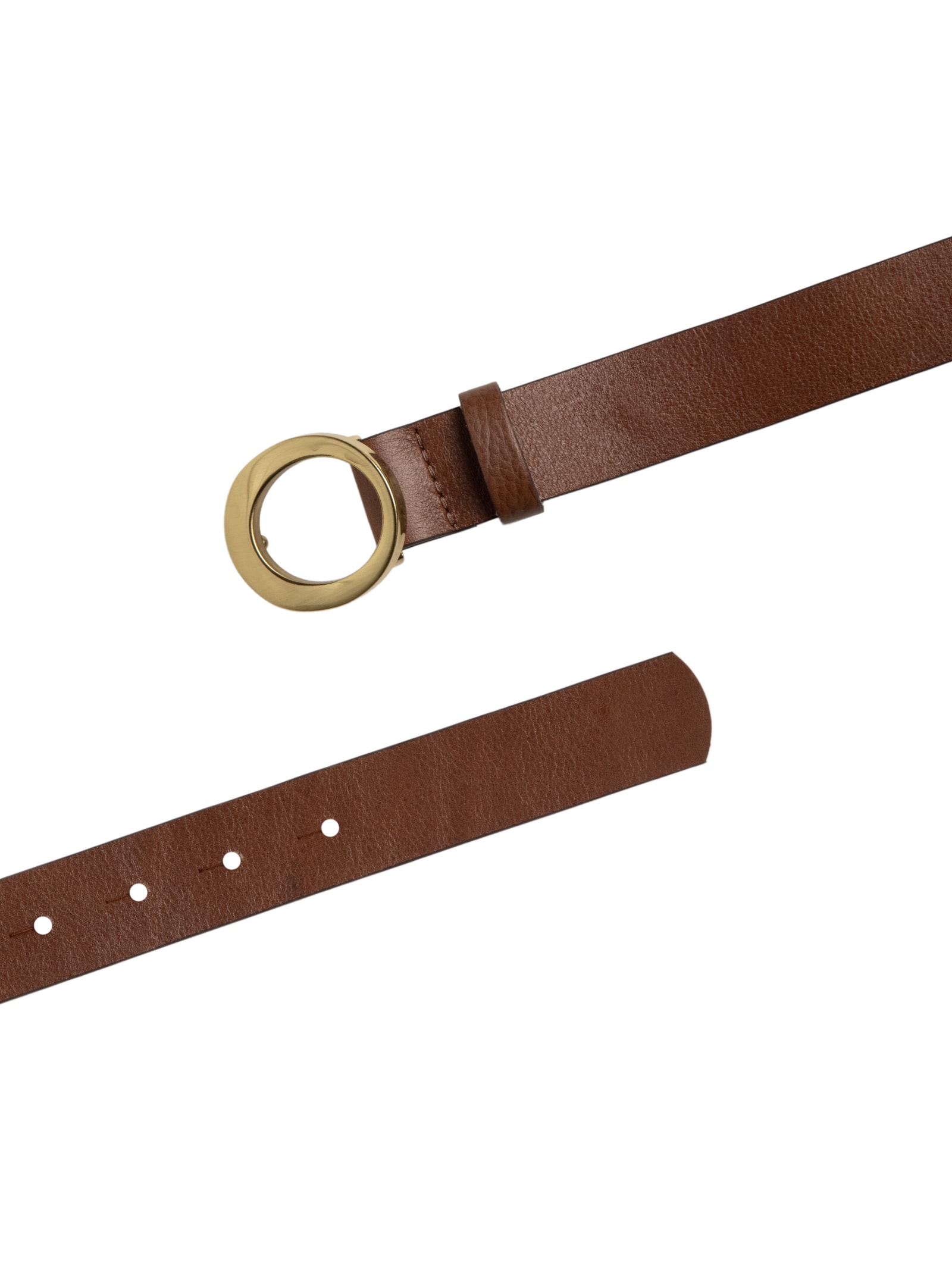 Cinto Feminino em Couro com Fivela Oval – Bege Basiq