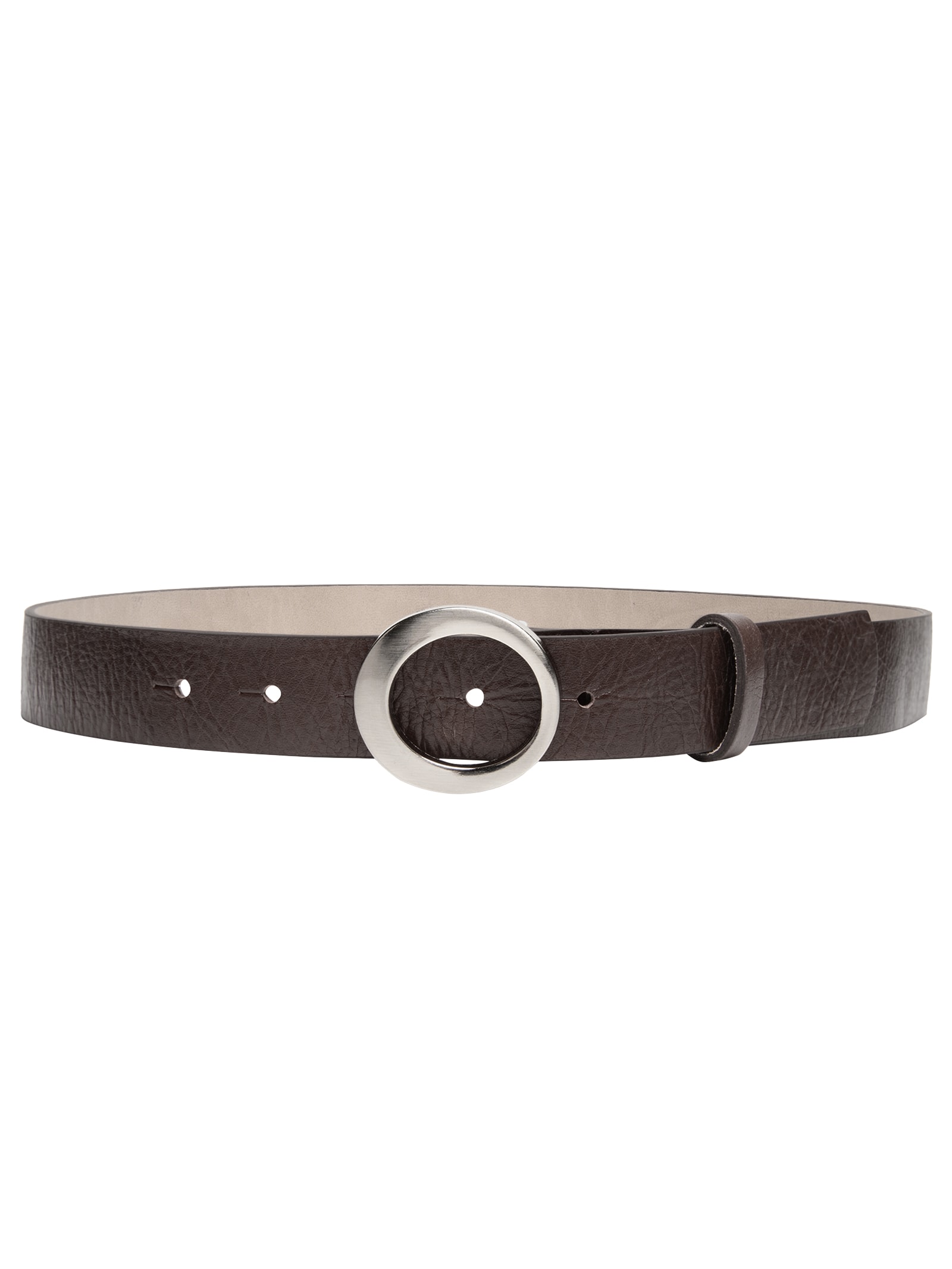 Cinto Feminino em Couro com Fivela Oval – Marrom Basiq