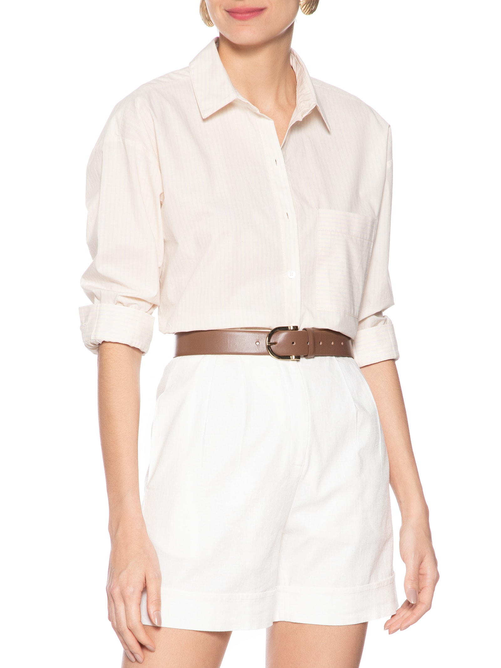 Cinto Feminino Em Couro Com Fivela Redonda Marrom '2Essential