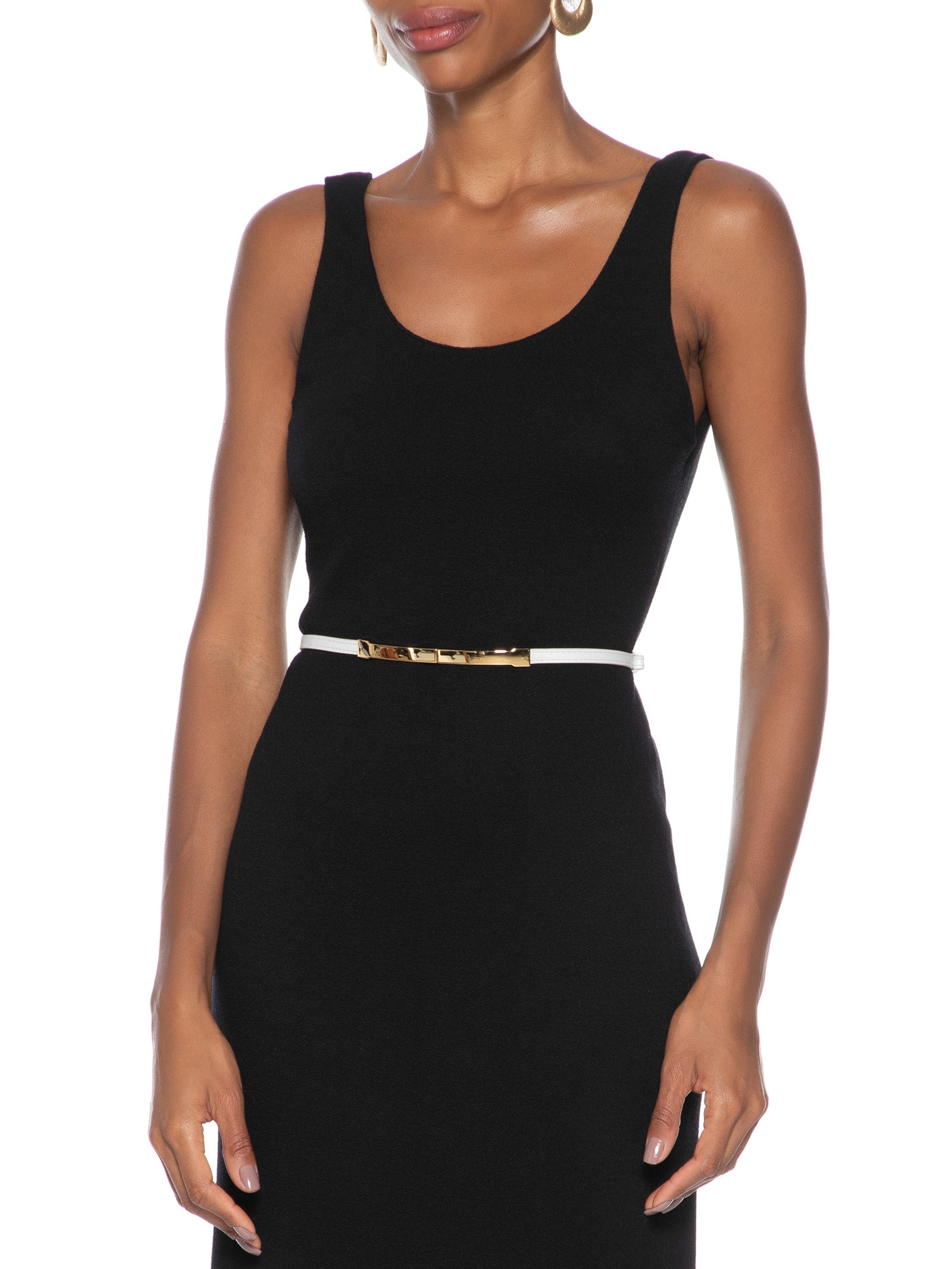 Cinto Feminino Em Couro Com Fivela Retangular Branco Market 33