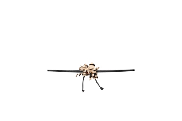 CInto Feminino Em Couro Com Lírio Em Metal - Preto