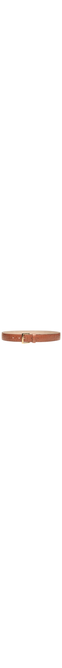 Cinto Feminino em Couro Croco com Fivela Quadrada - Bege
