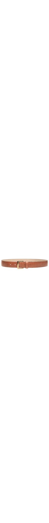 Cinto Feminino em Couro Croco com Fivela Quadrada – Bege