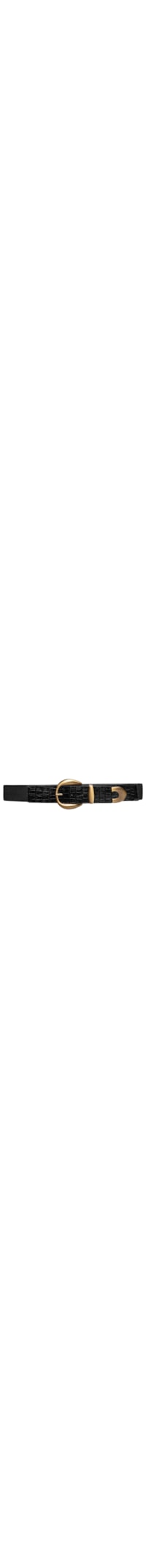 Cinto Feminino Em Couro Croco E Elástico - Preto