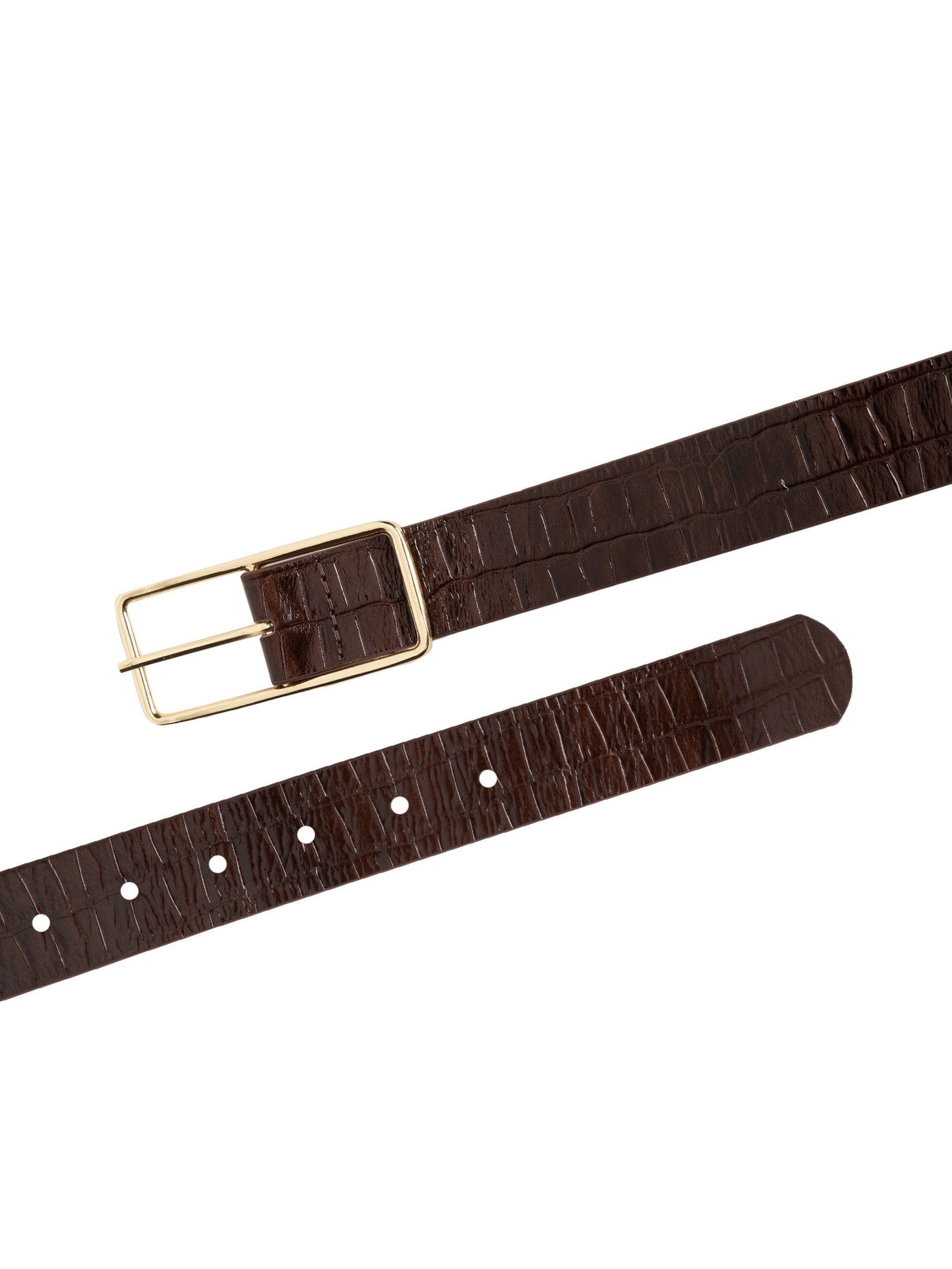 Cinto Feminino Em Couro Croco Marrom Market 33