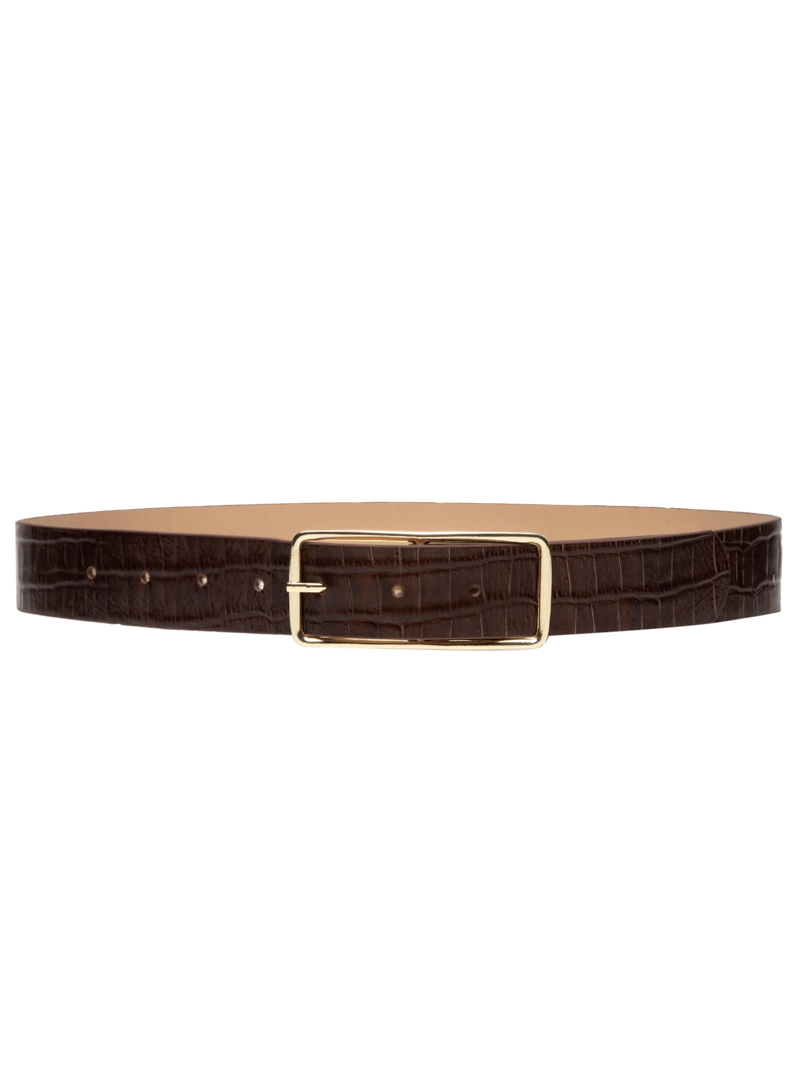 Cinto Feminino Em Couro Croco Marrom Market 33