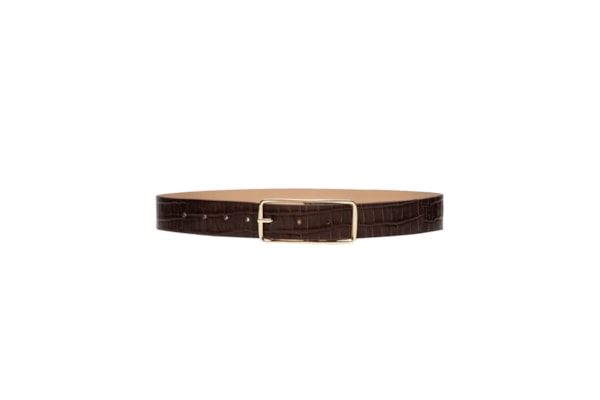 Cinto Feminino Em Couro Croco - Marrom