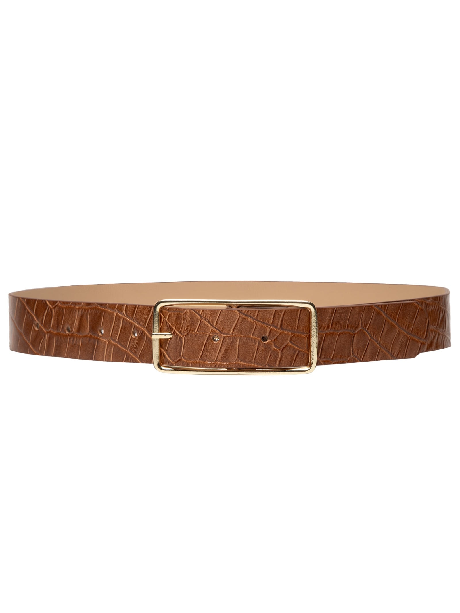 Cinto Feminino Em Couro Croco Marrom Market 33