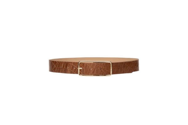 Cinto Feminino Em Couro Croco - Marrom