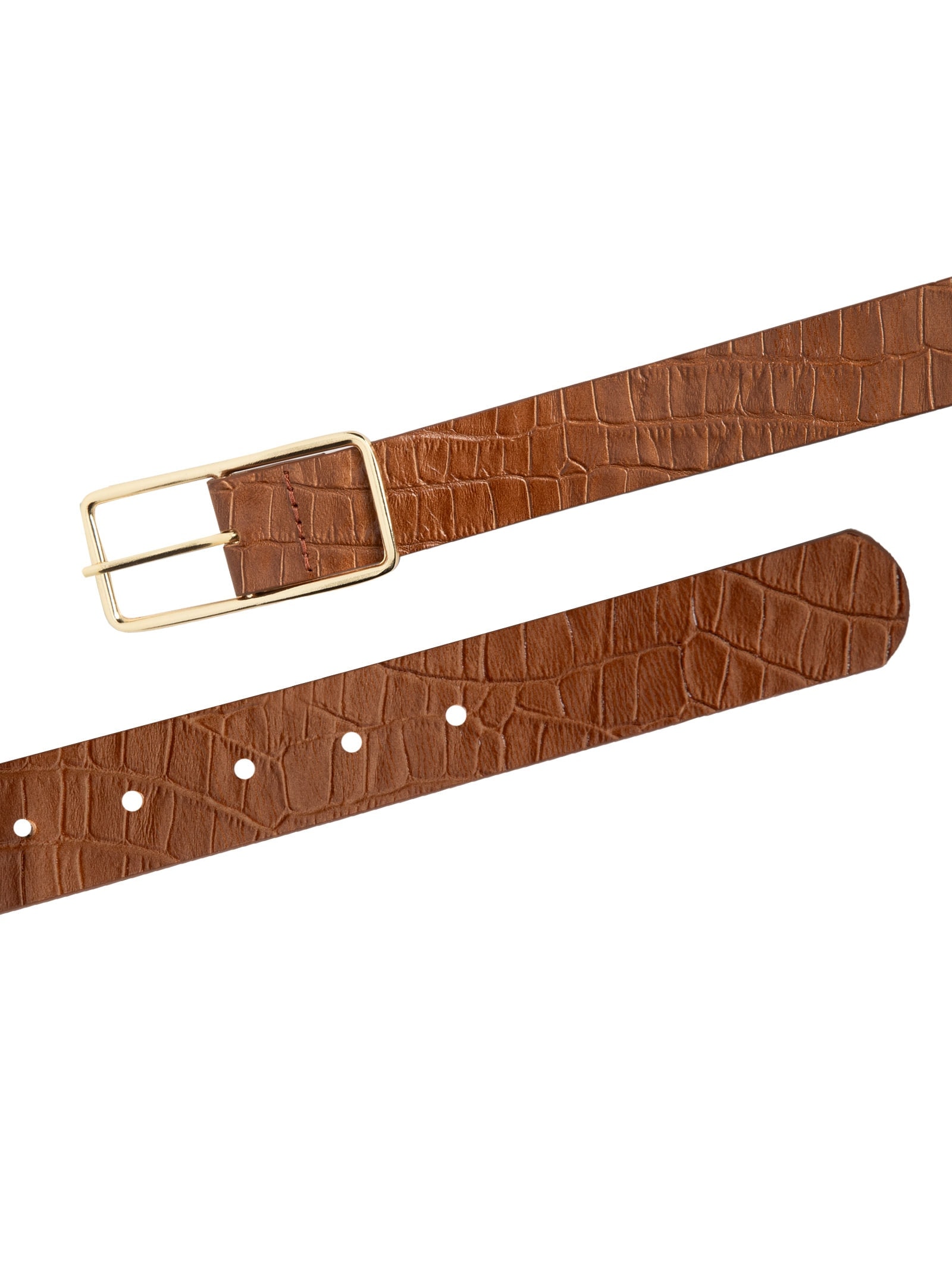 Cinto Feminino Em Couro Croco Marrom Market 33