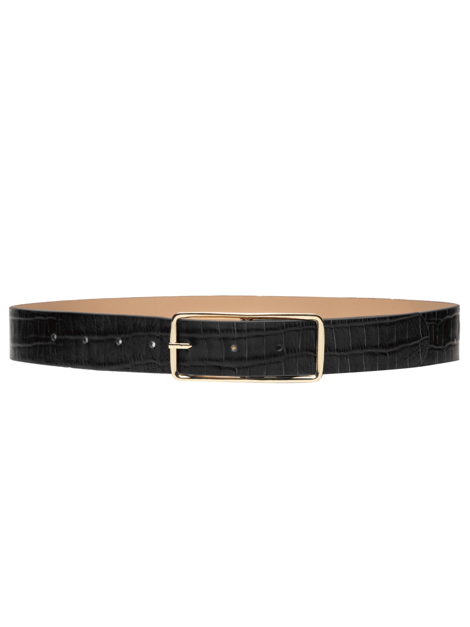 Cinto Feminino Em Couro Croco Preto Market 33