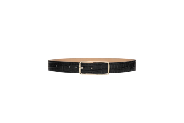Cinto Feminino Em Couro Croco - Preto