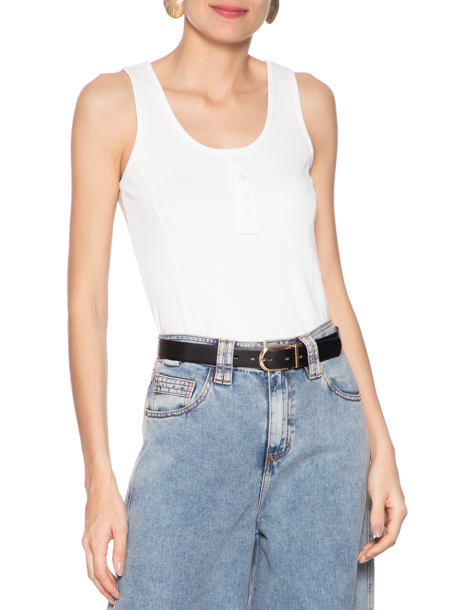 Cinto Feminino Em Couro Dupla Face Fivela Reversível Preto Basiq