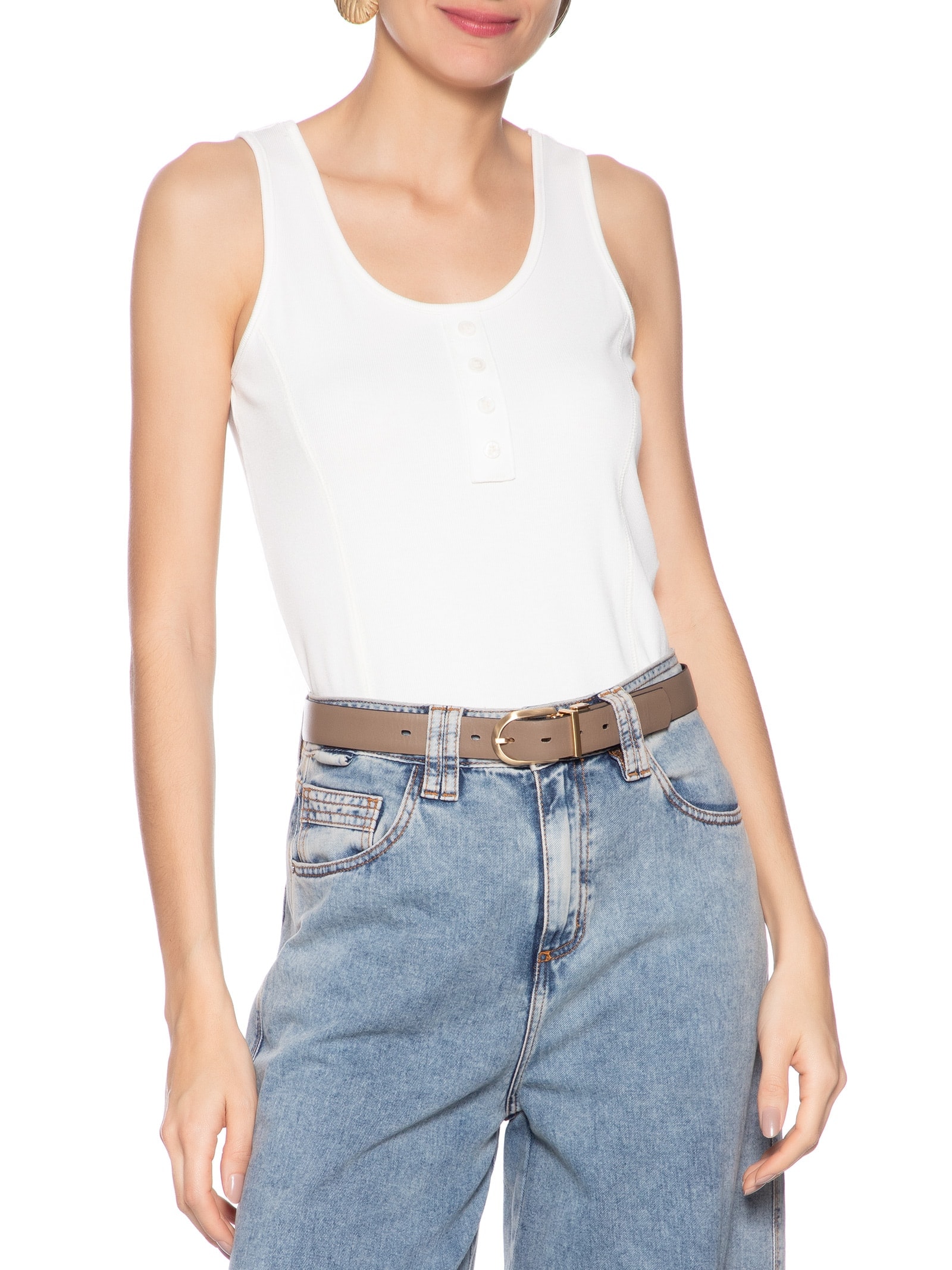 Cinto Feminino Em Couro Dupla Face Fivela Reversível Preto Basiq