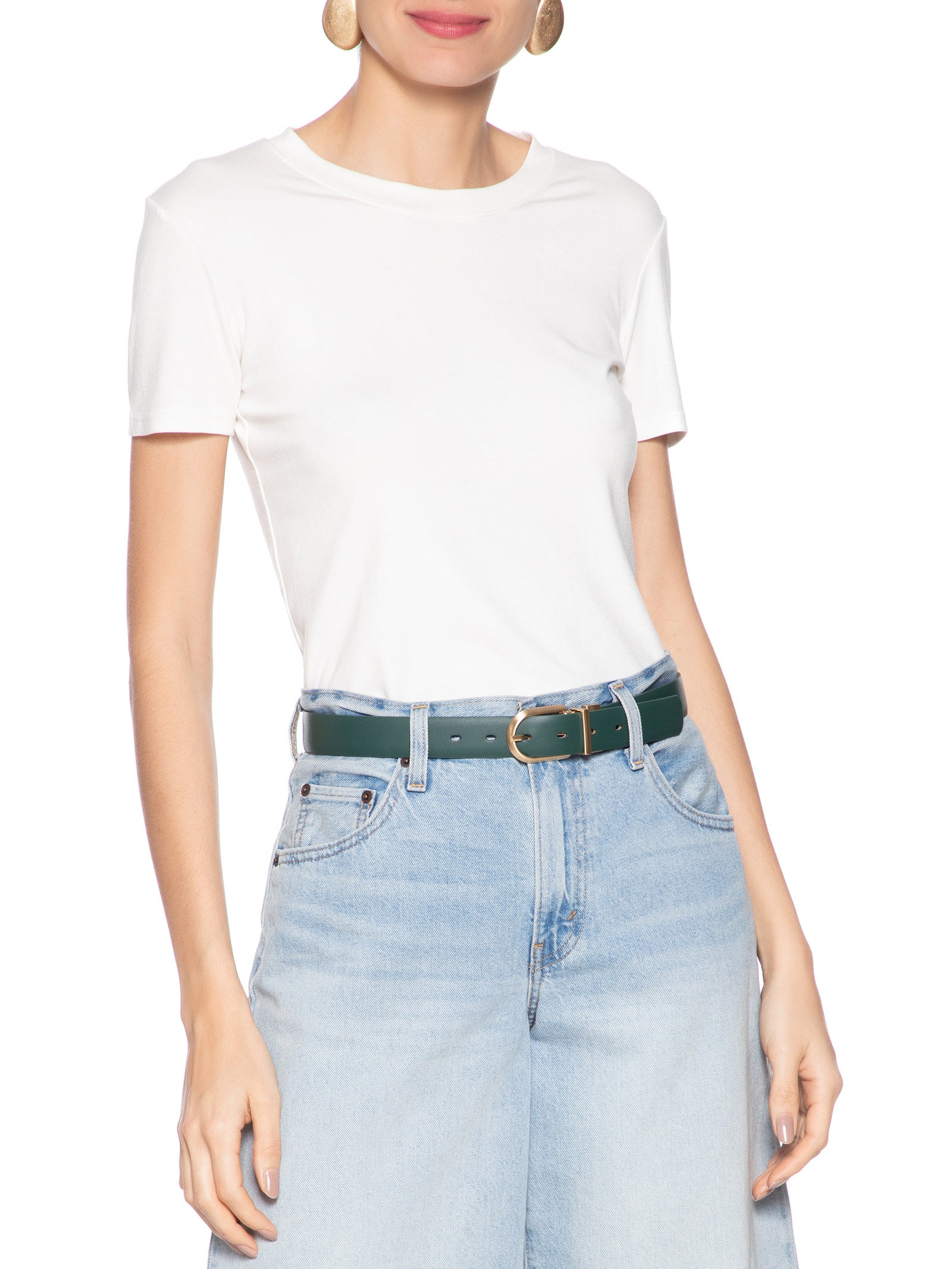 Cinto Feminino Em Couro Dupla Face Fivela Reversível Verde Basiq