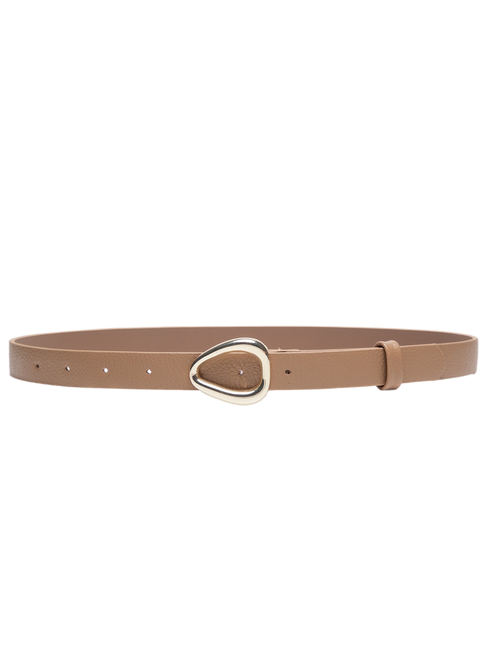 Cinto Feminino em Couro Fivela Dourada Bege Market 33
