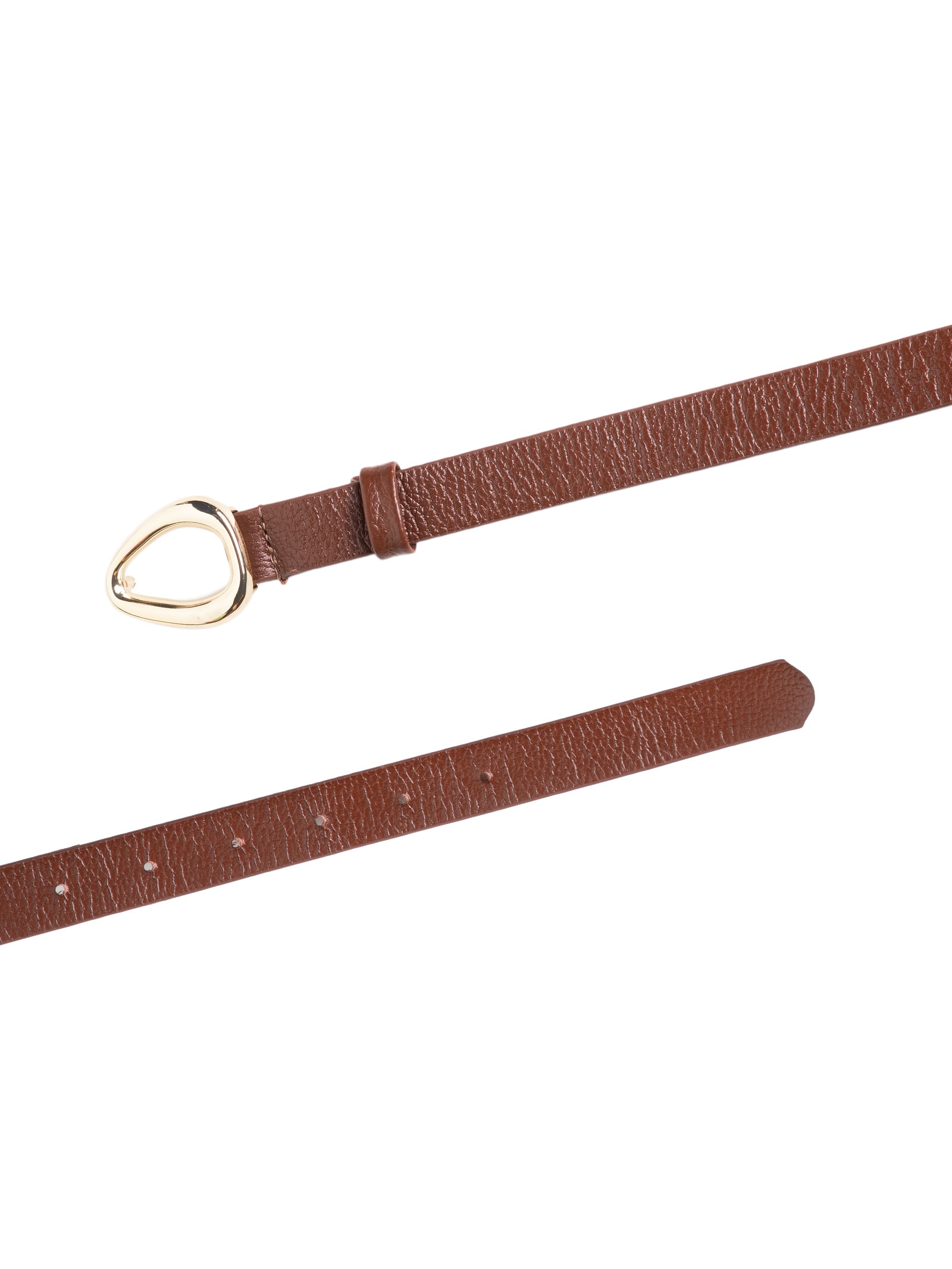 Cinto Feminino em Couro Fivela Dourada Marrom Market 33