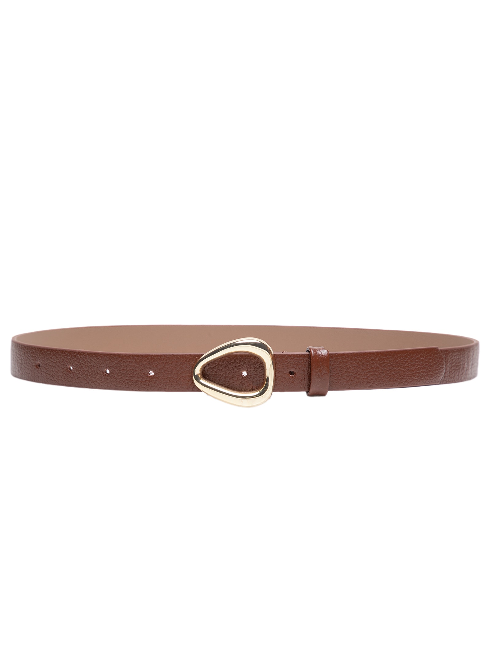 Cinto Feminino em Couro Fivela Dourada Marrom Market 33