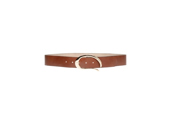 Cinto Feminino Em Couro Fivela Dourada - Marrom