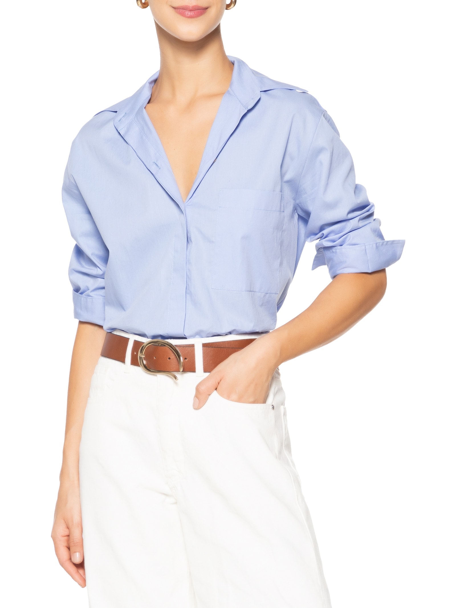 Cinto Feminino Em Couro Fivela Dourada Marrom '2Essential