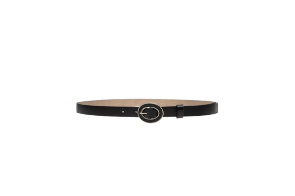 Cinto Feminino Em Couro Fivela Encapada Com Detalhe - Preto